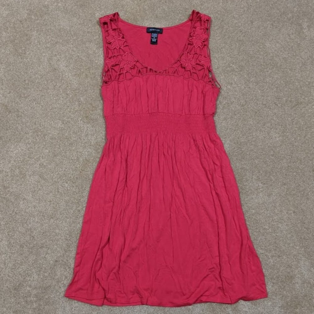 Spense Jersey Sundress Beach Coverup w Floral Openwork